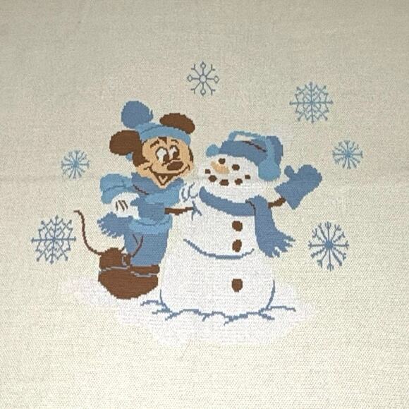 Disney Baby Organic Cotton Blanket | Cream Blue Mickey Snowman - Picture 2 of 9